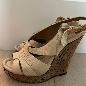 Chloe Leather Nude Cork Renna Wedge